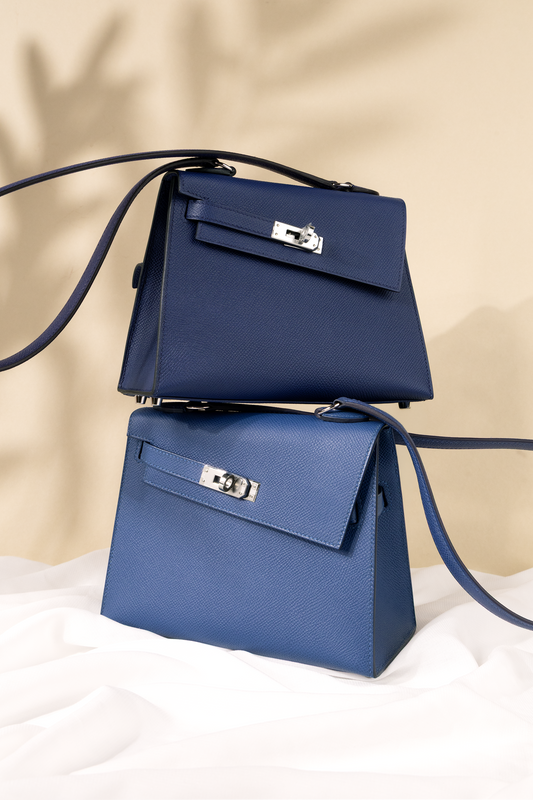 Hermès Kelly Desordre Epsom in Blue Sapphire & Blue Tie with PHW