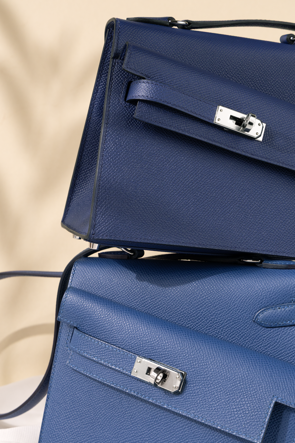 Hermès Kelly Desordre Epsom in Blue Sapphire & Blue Tie with PHW