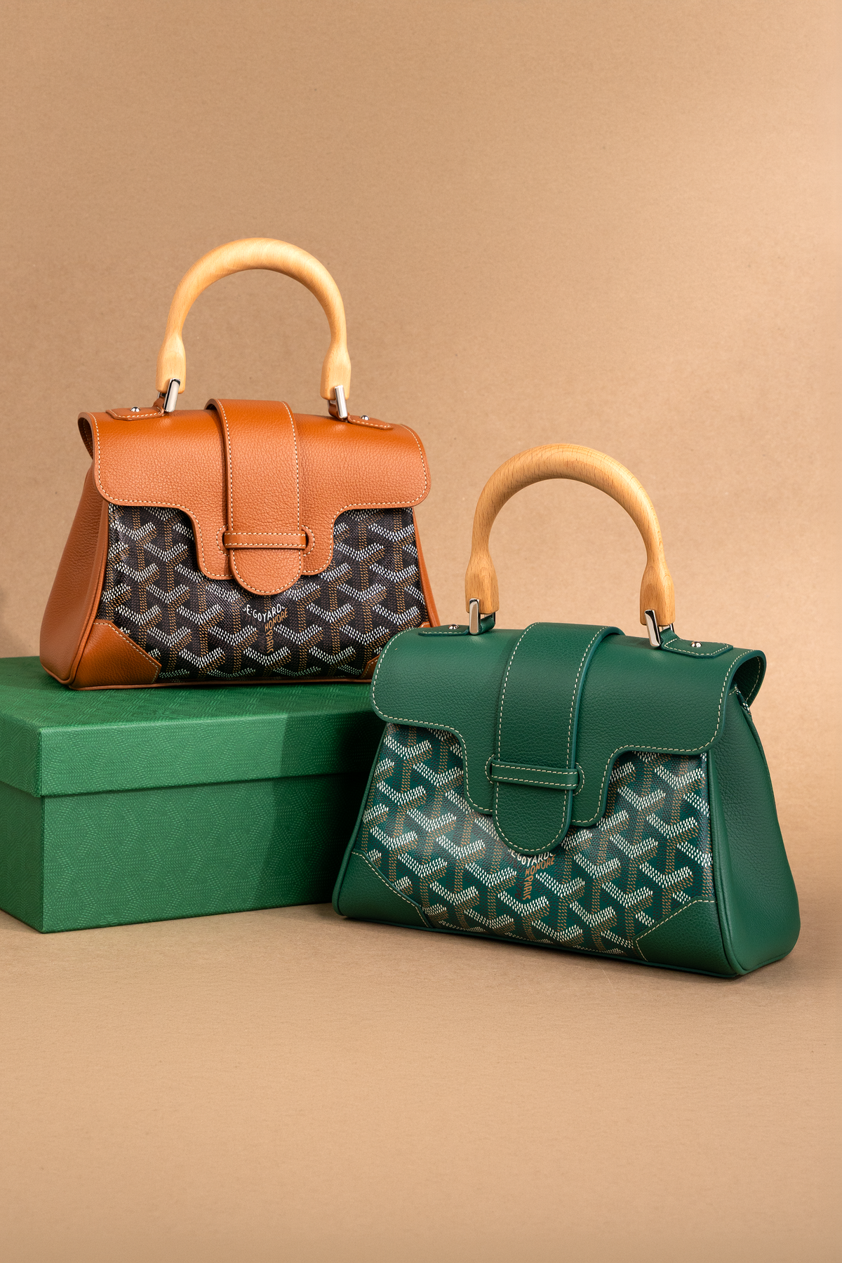 Goyard Mini Saigon in Green & Tan