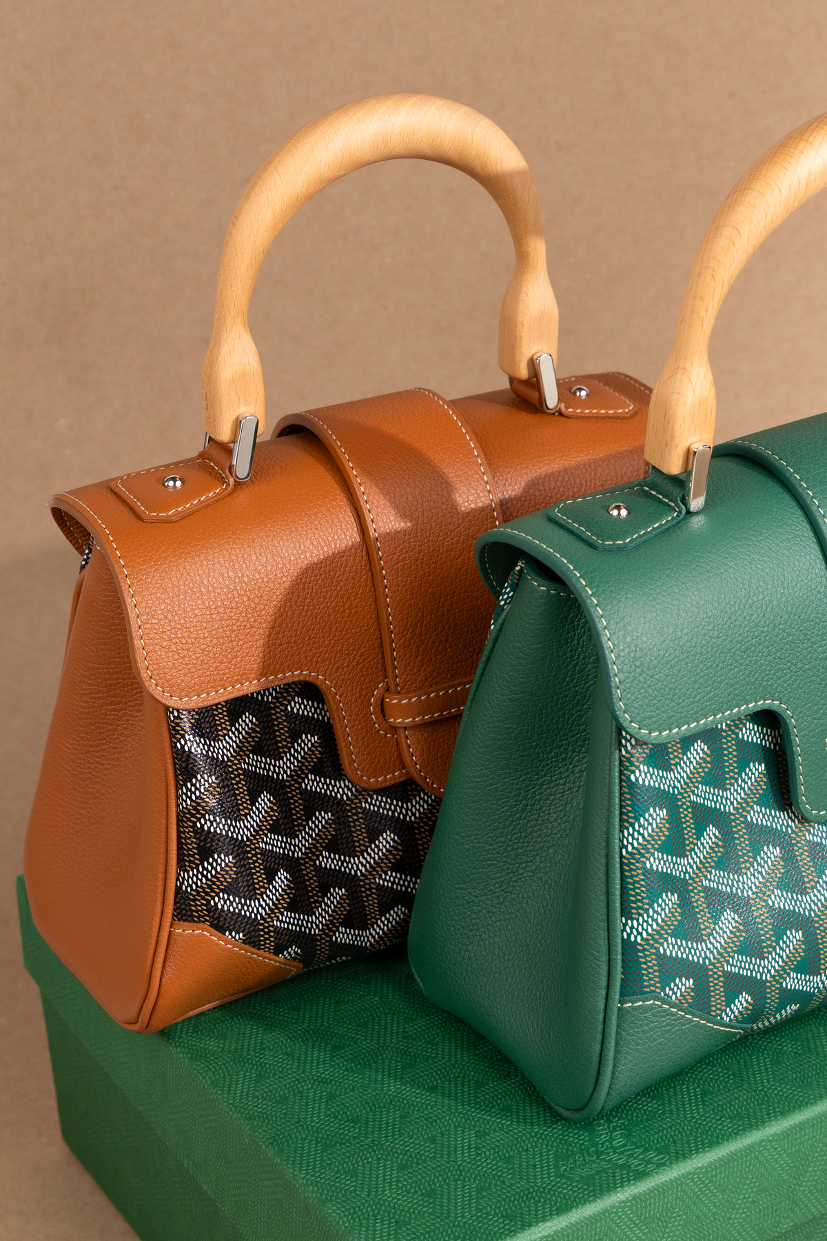Goyard Mini Saigon in Green & Tan
