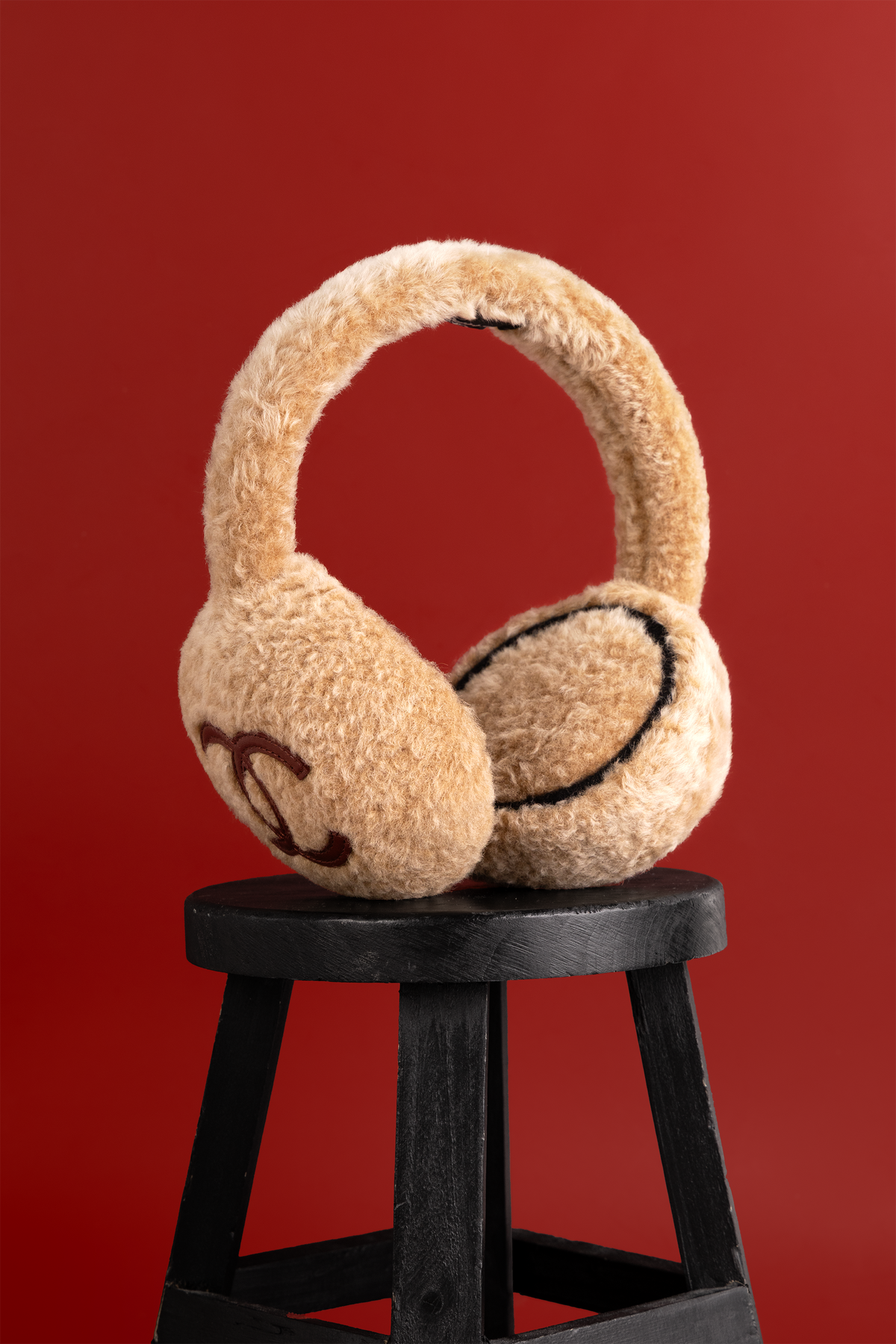 Chanel Beige CC Shearling Ear Muffs