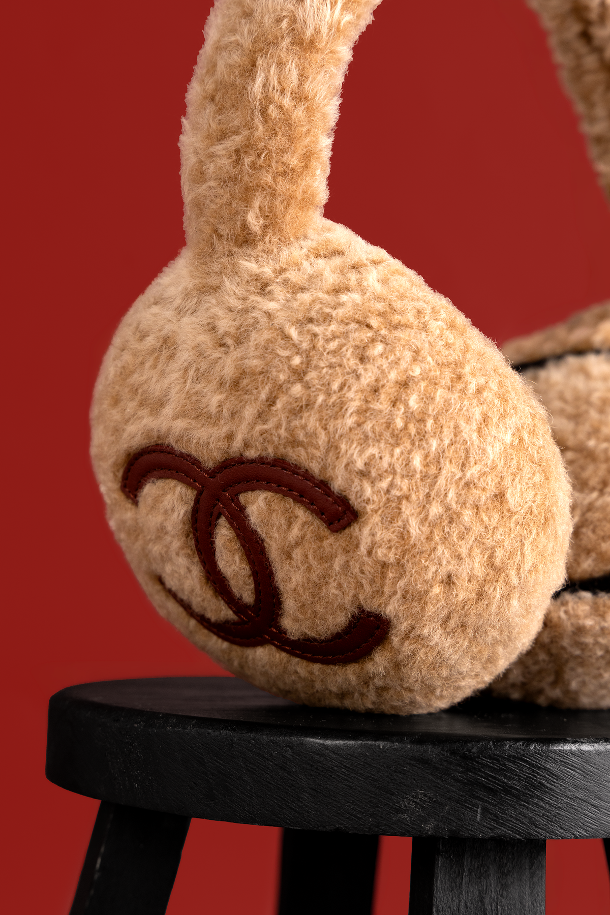 Chanel Beige CC Shearling Ear Muffs