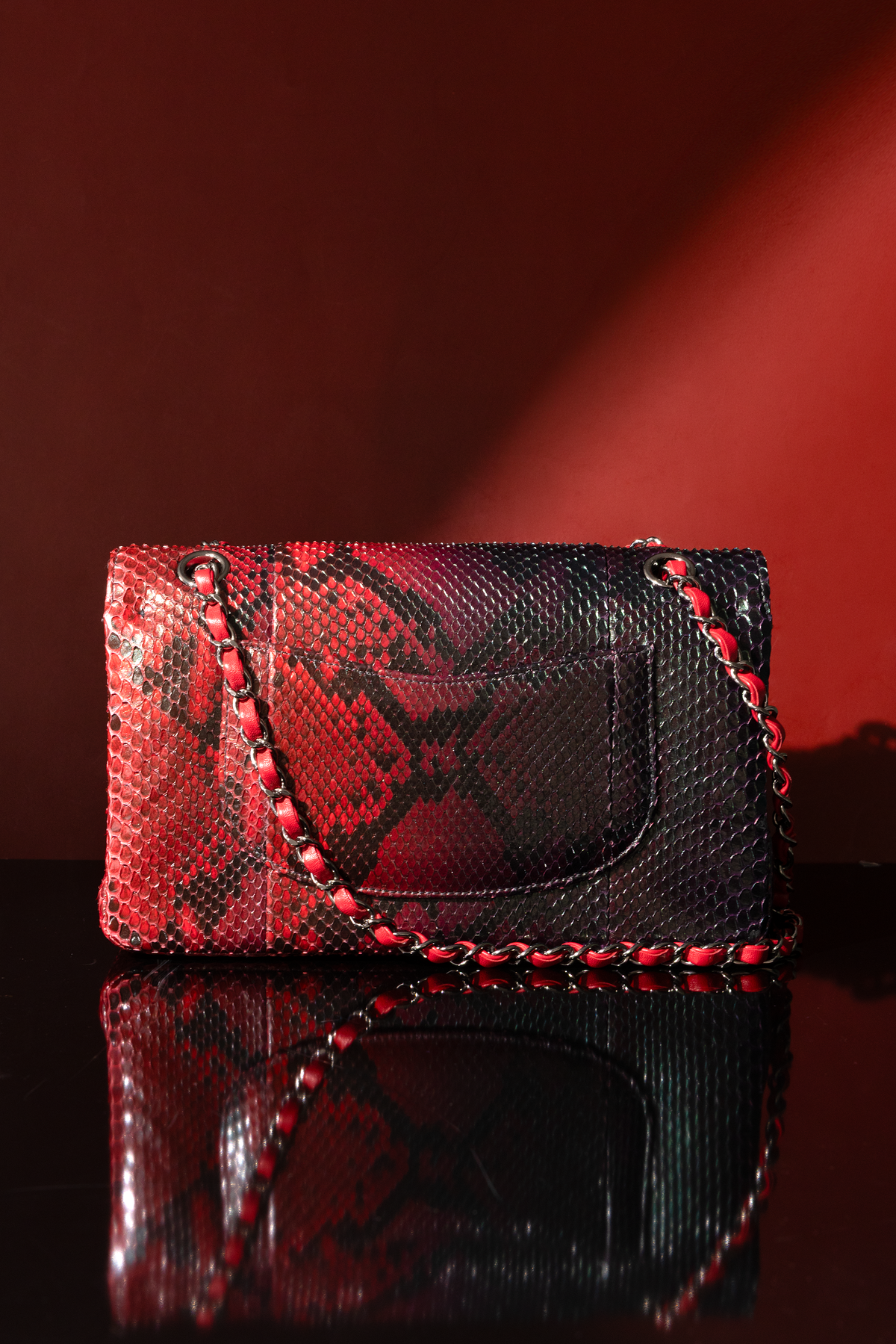 Chanel Medium Python Flap Bag in Red & Black