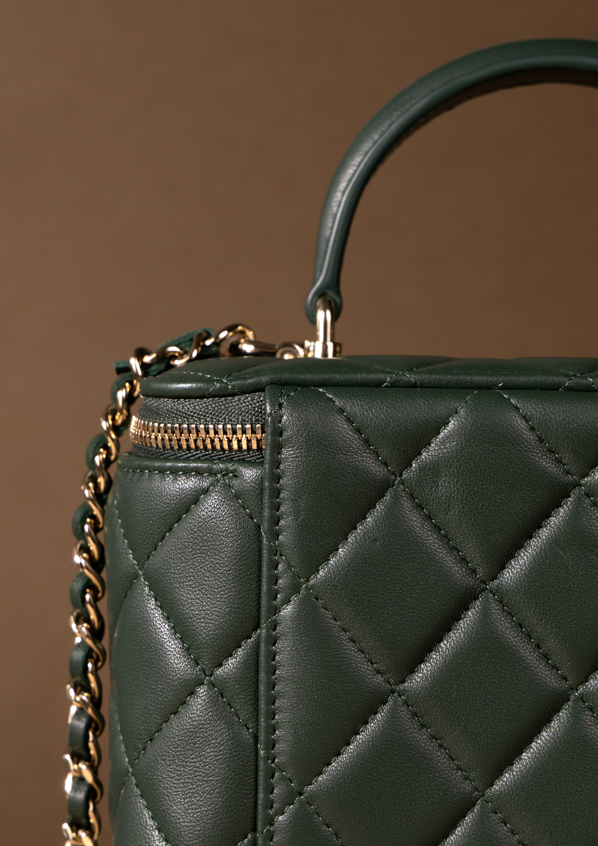 Chanel Vanity Case with Chain in Green