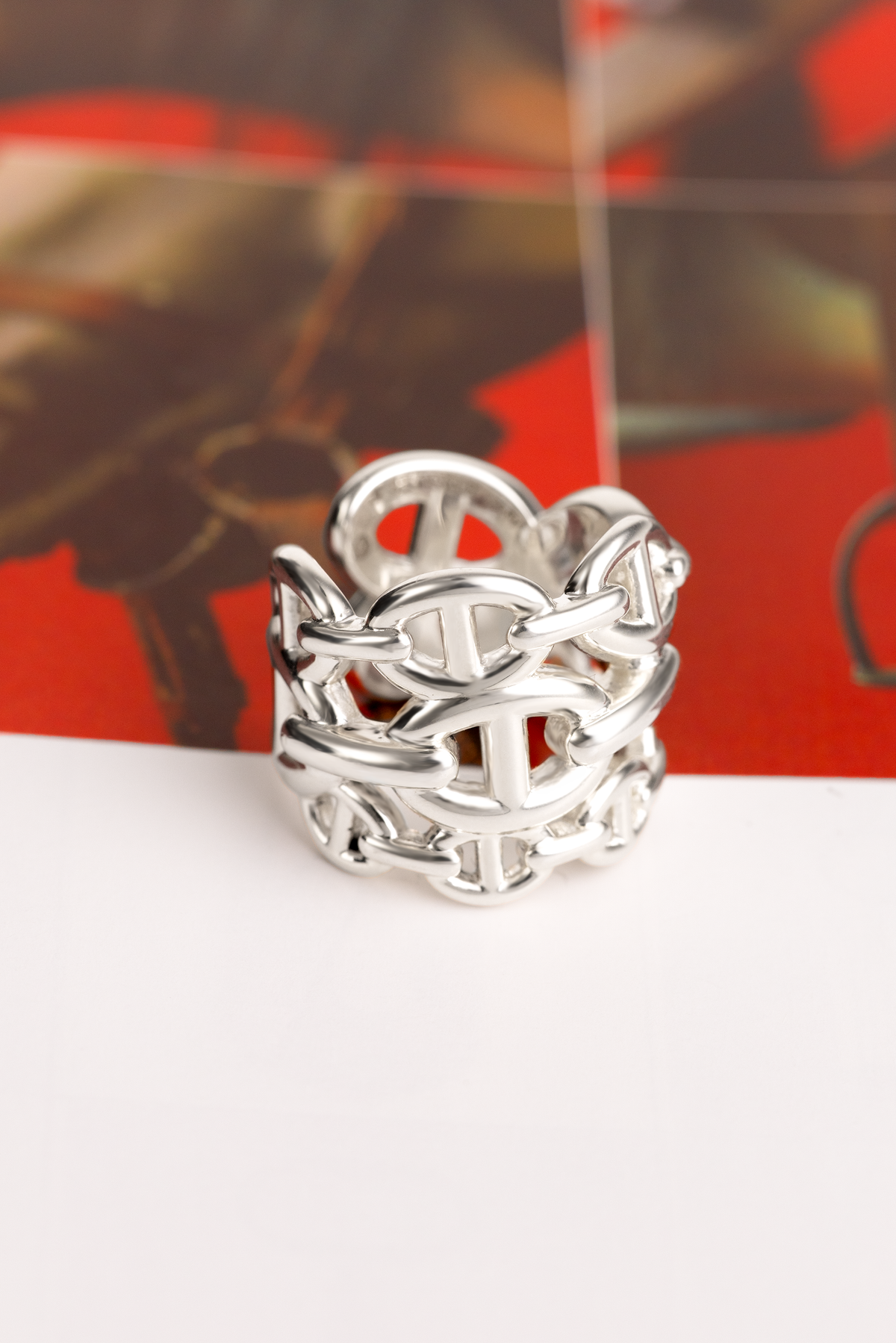 Hermès Chaine D'Ancre Large Model Ring in Silver