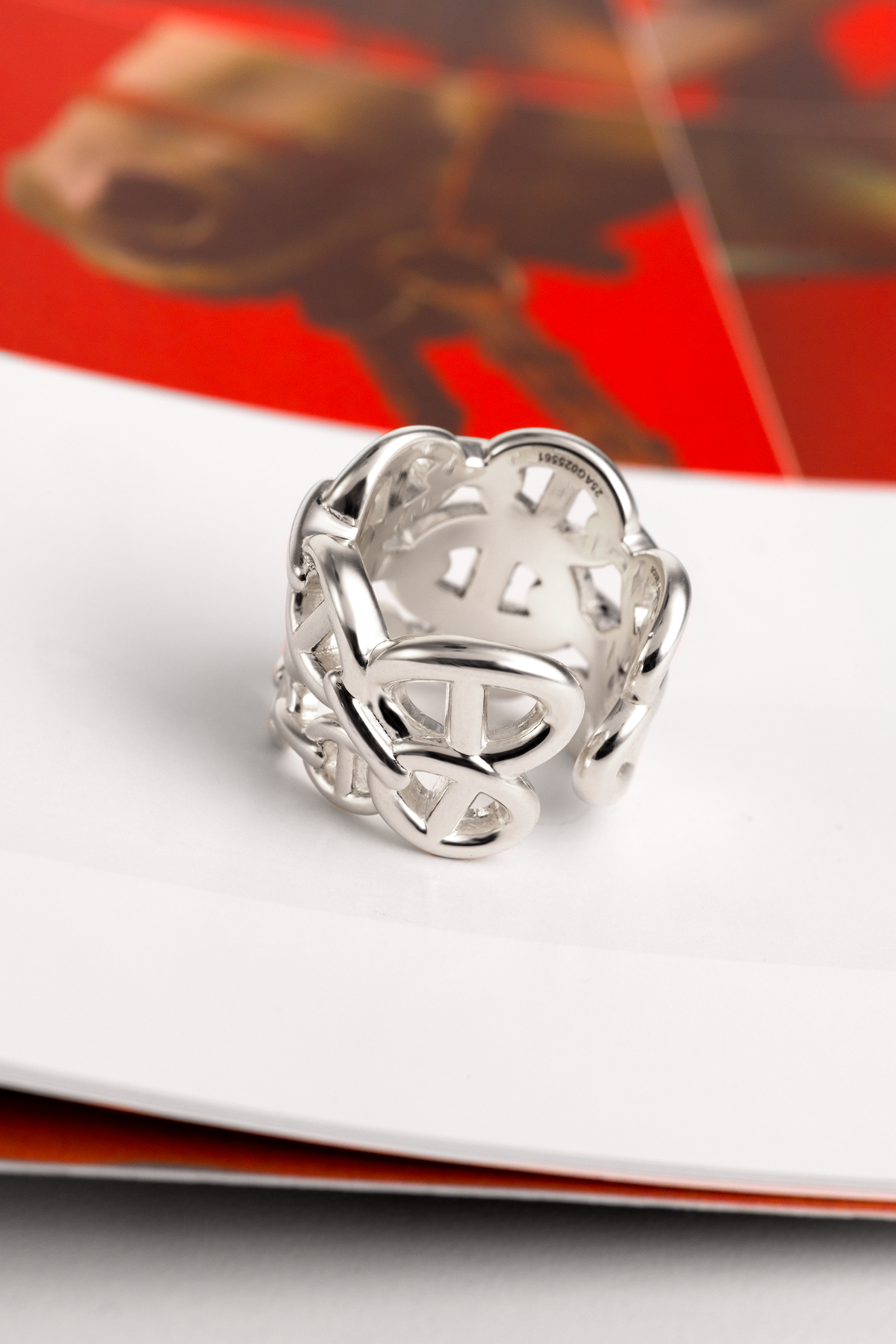Hermès Chaine D'Ancre Large Model Ring in Silver