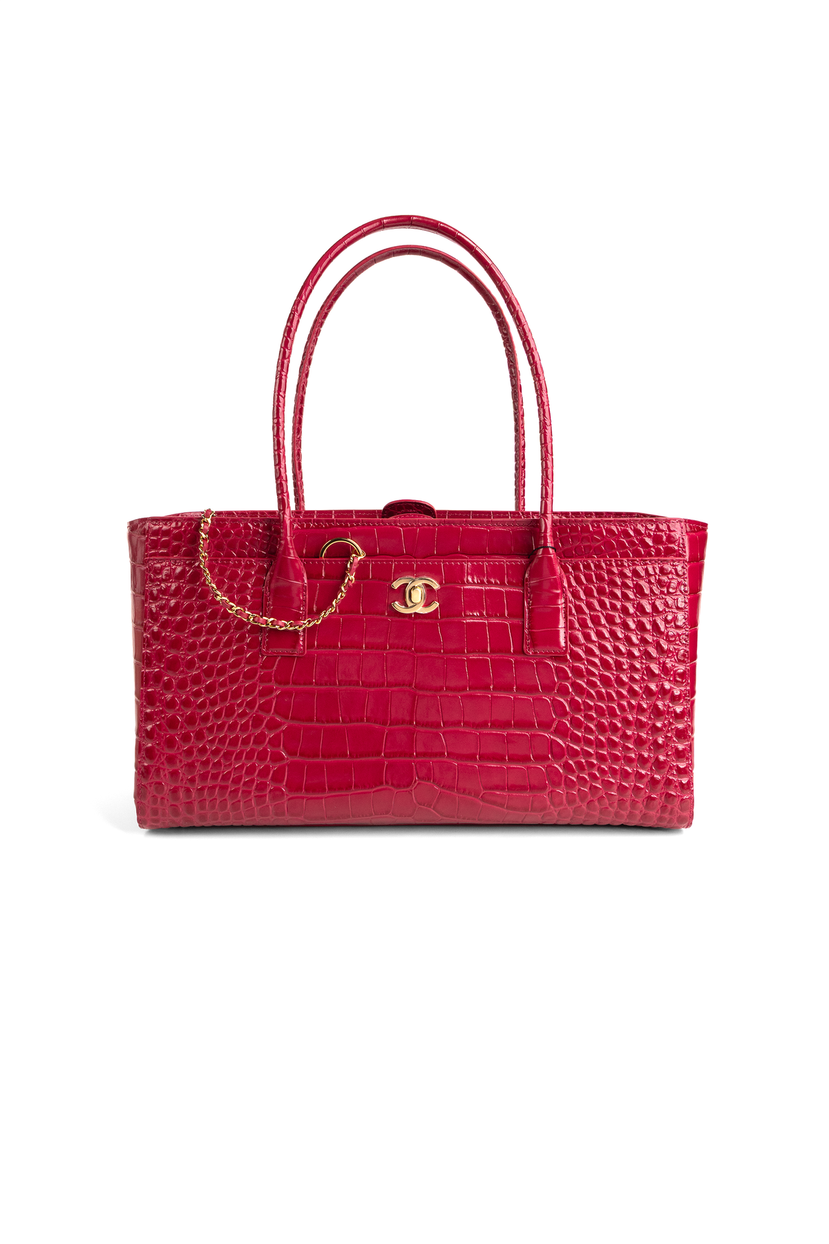 Chanel Small Crocodile Embossed Calfskin Shopping Bag in Fushia