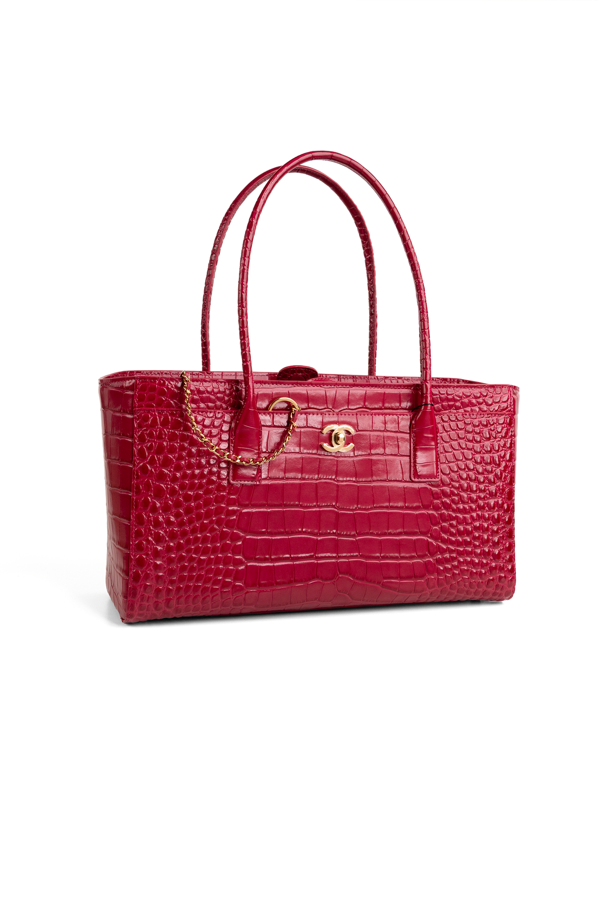 Chanel Small Crocodile Embossed Calfskin Shopping Bag in Fushia