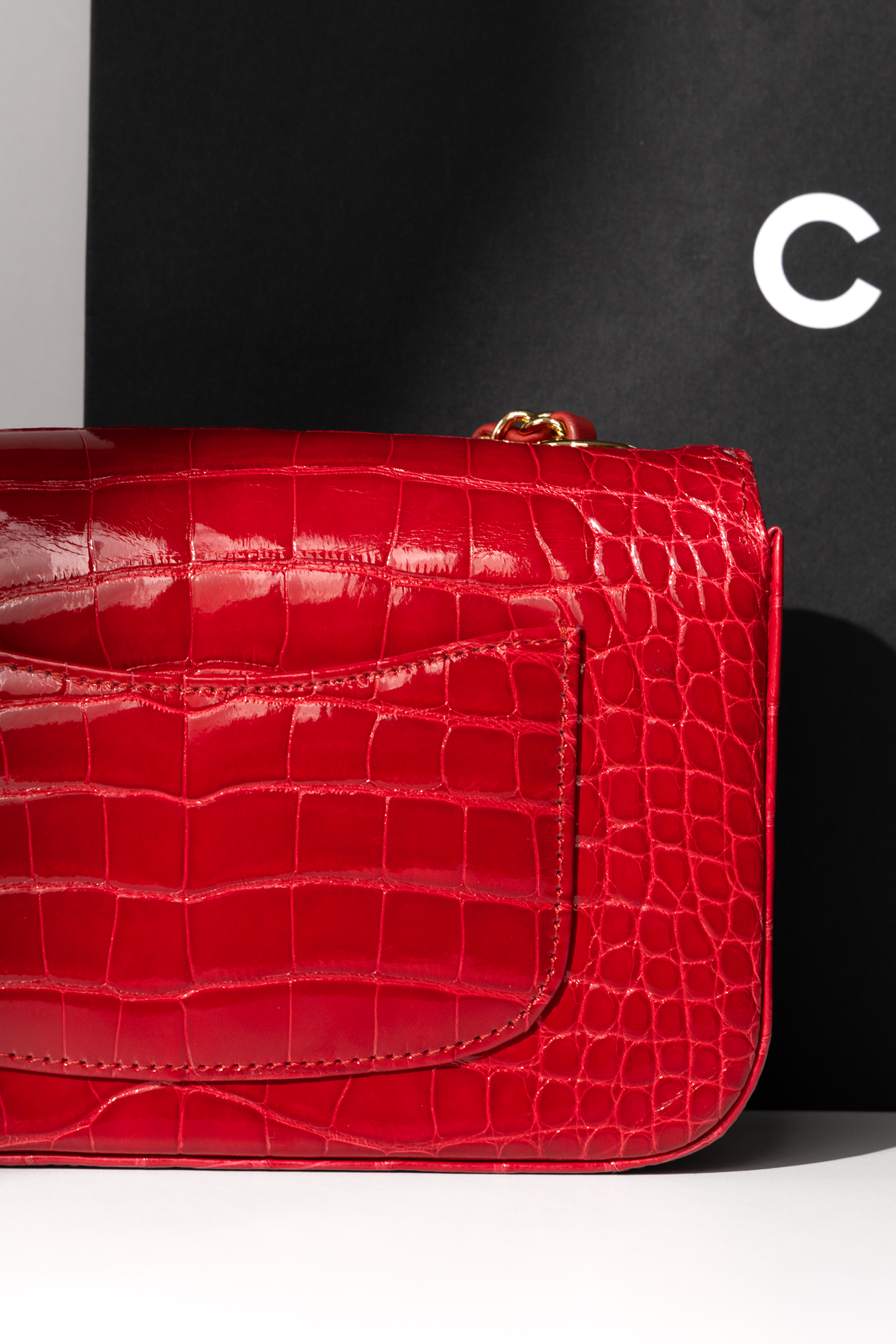 Chanel Mini Red Alligator Flap Bag