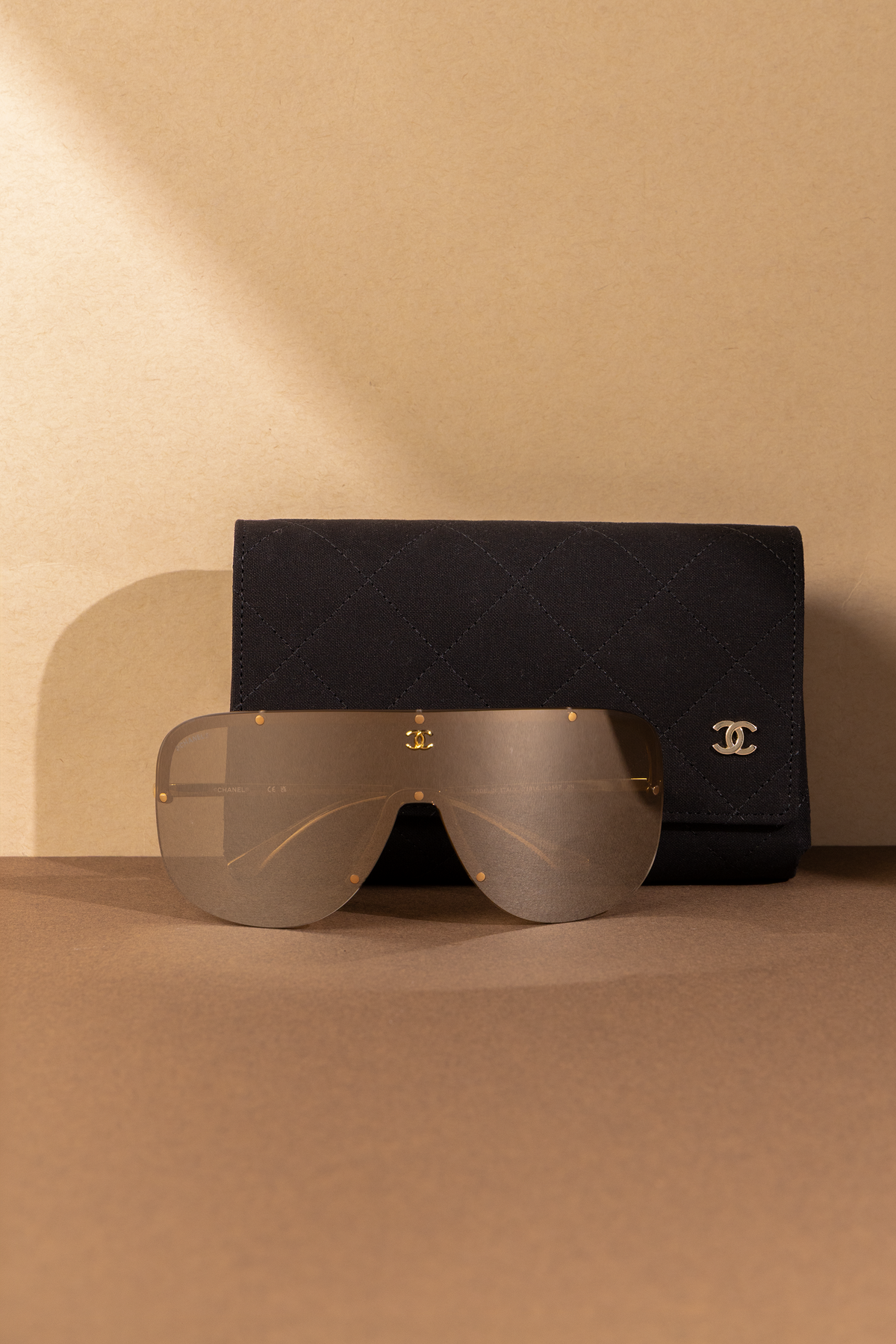 Chanel Shield Sunglasses in Gold/Silver