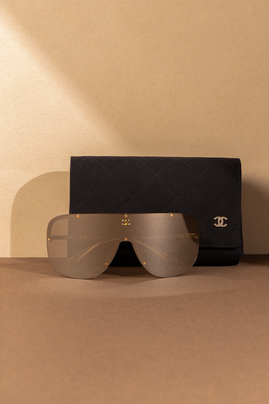 Chanel Shield Sunglasses in Gold/Silver