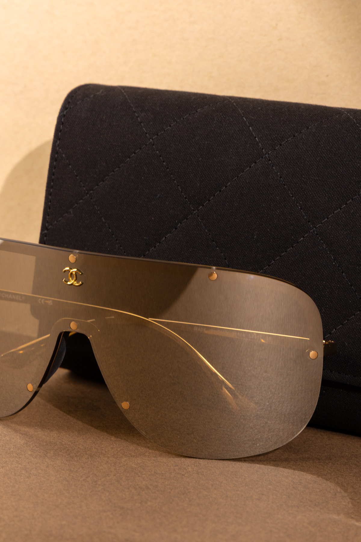 Chanel Shield Sunglasses in Gold/Silver