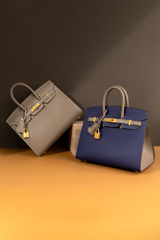 Hermès HSS Birkin 25 Epsom Sellier in Blue Indigo/Etoupe & Birkin 25 Epsom in Etoupe GHW