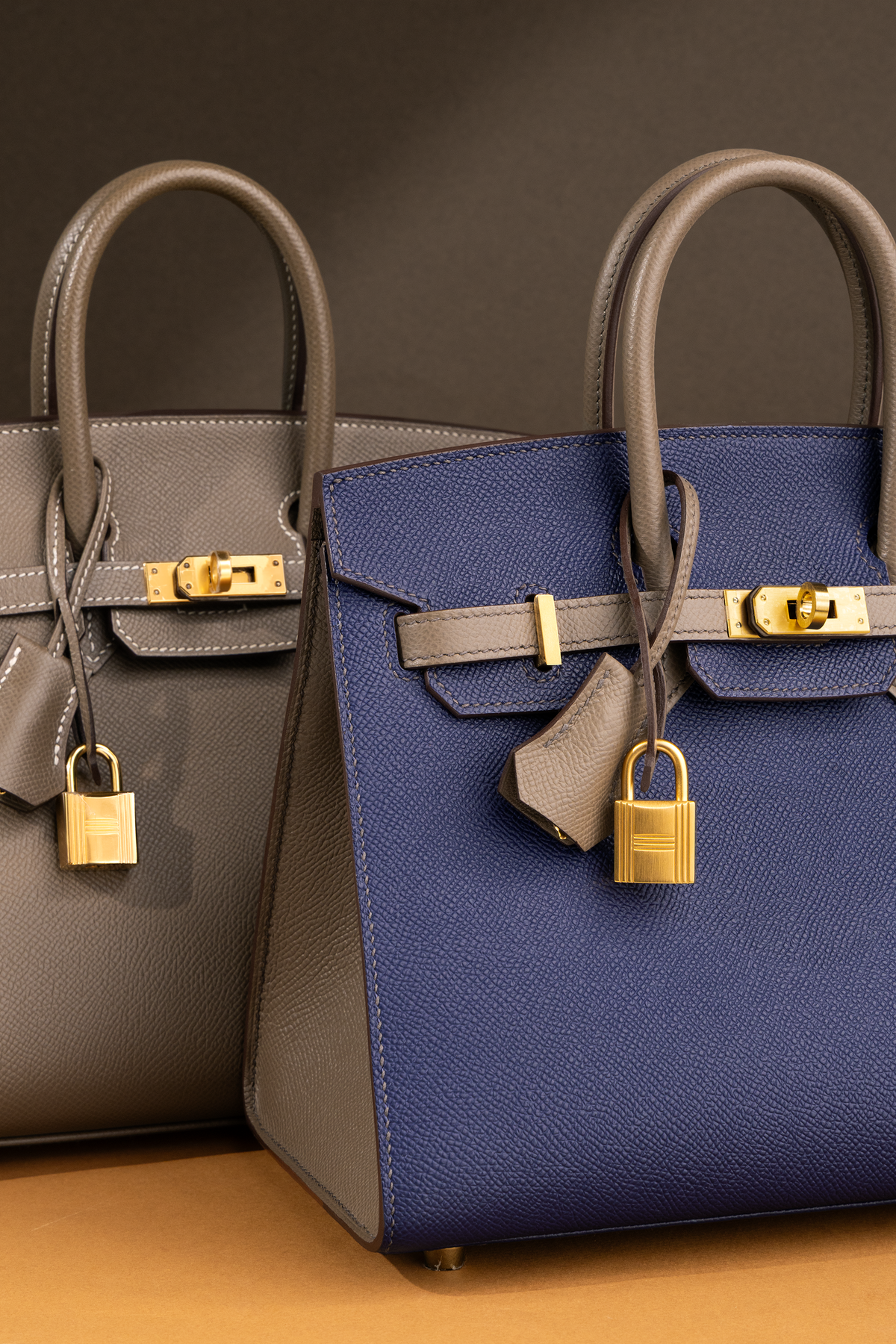 Hermès HSS Birkin 25 Epsom Sellier in Blue Indigo/Etoupe & Birkin 25 Epsom in Etoupe GHW