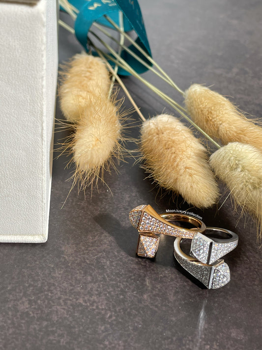 Marli Cleo Full Diamond Ring- White Gold and Rose Gold