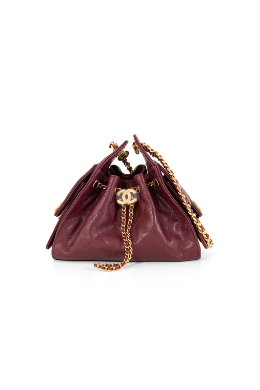 Chanel Mini Hobo 25 Bag in Burgundy