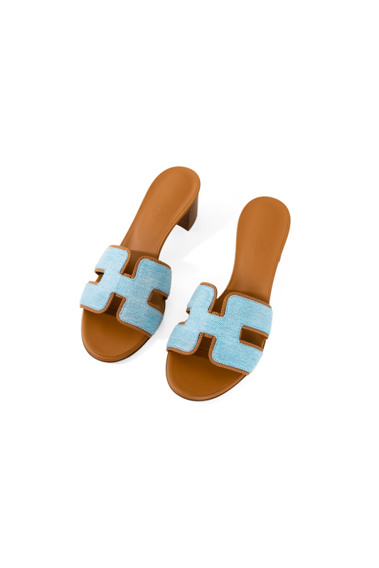 Hermès Denim/Gold Oasis Sandals