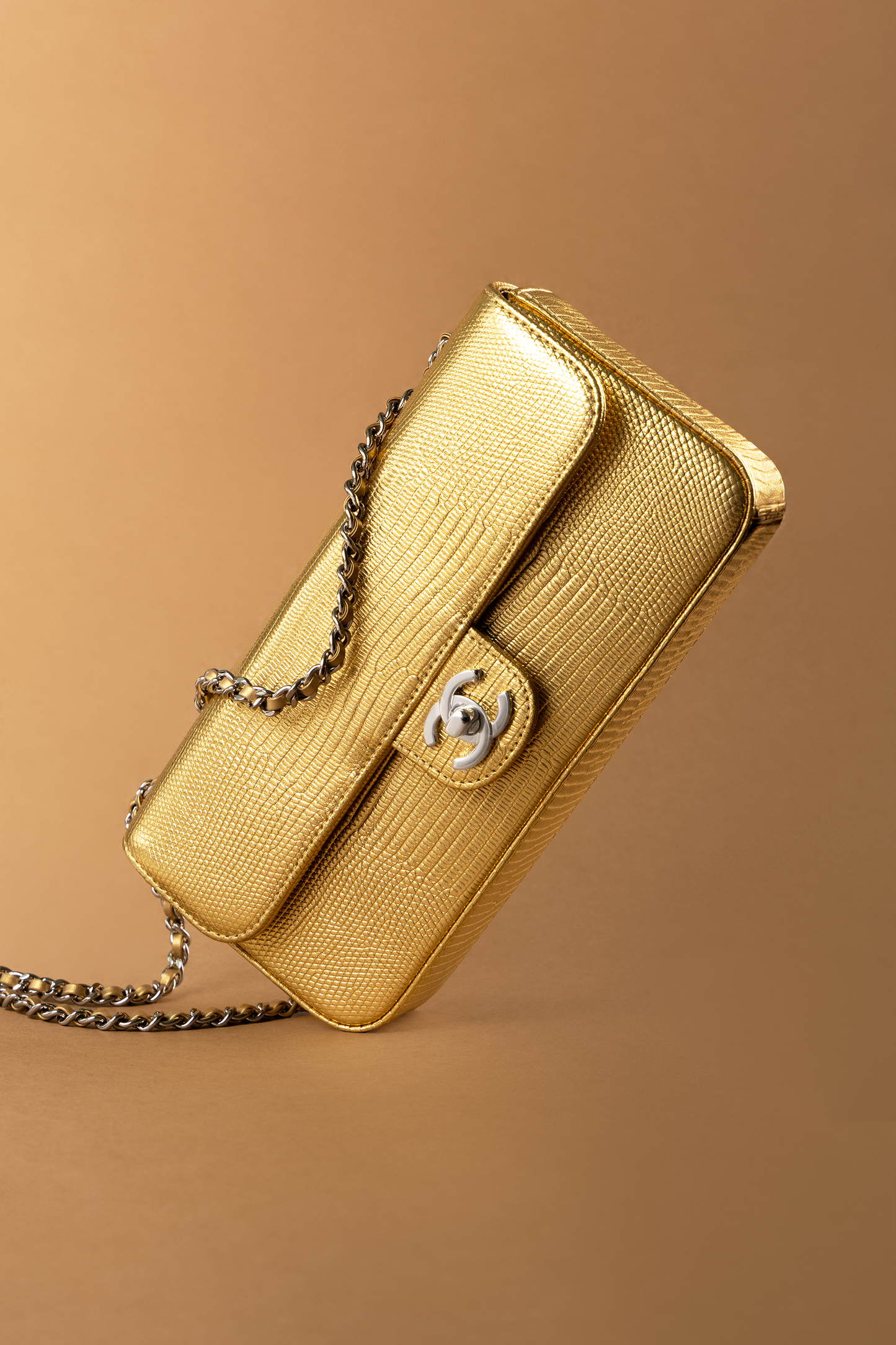 Chanel Flap Bag in Gold Lizard