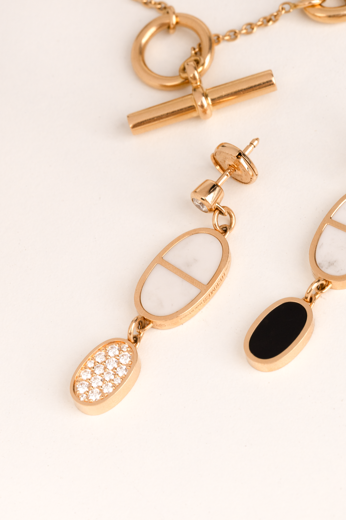 Hermès Farandole Bracelet & Chaine D'ancre Verso Dangle Earrings in Rose Gold
