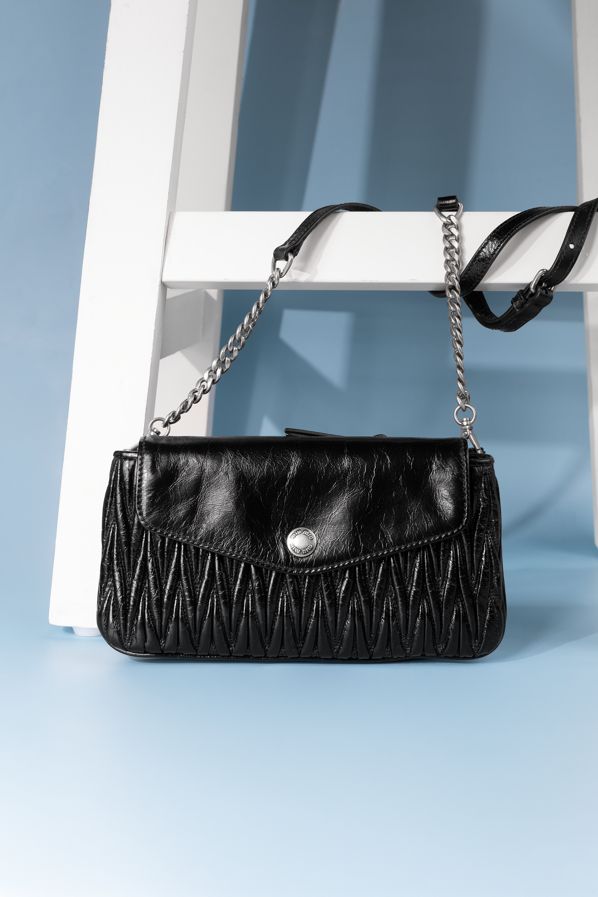 Miu Miu Black Matelasse Leather Crossbody Bag