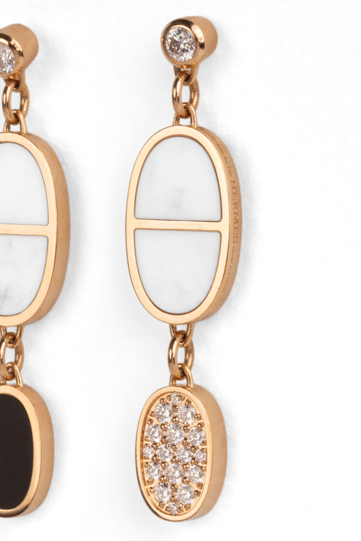Hermès Chaine D'ancre Verso Dangle Earrings in Rose Gold