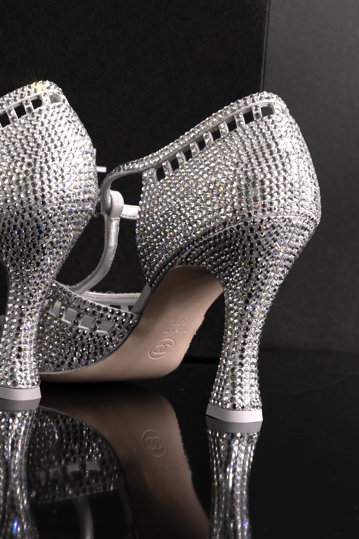 Chanel Silver Strass Mary Janes