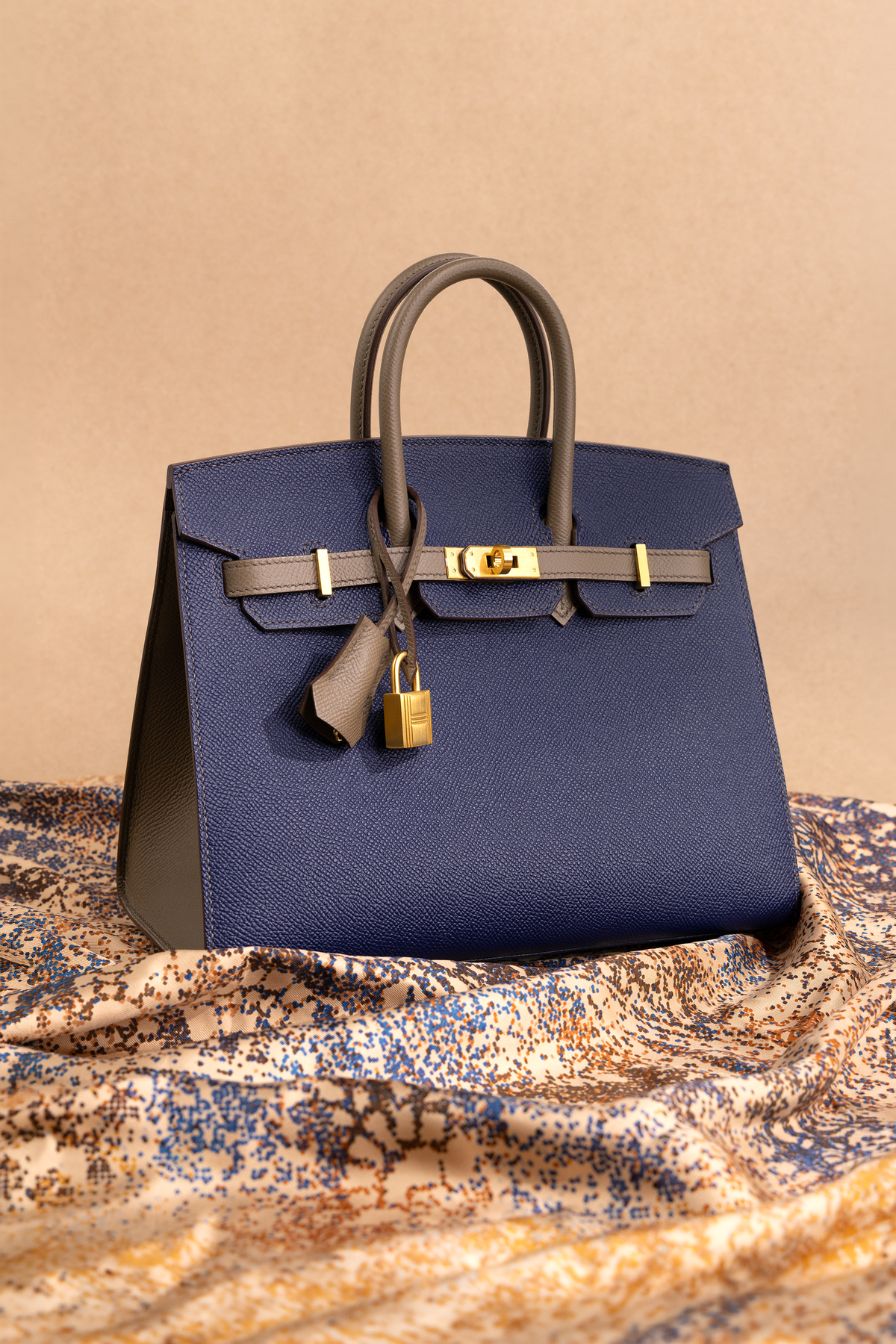 Hermès HSS Birkin 25 Epsom Sellier in Blue Indigo/Etoupe GHW