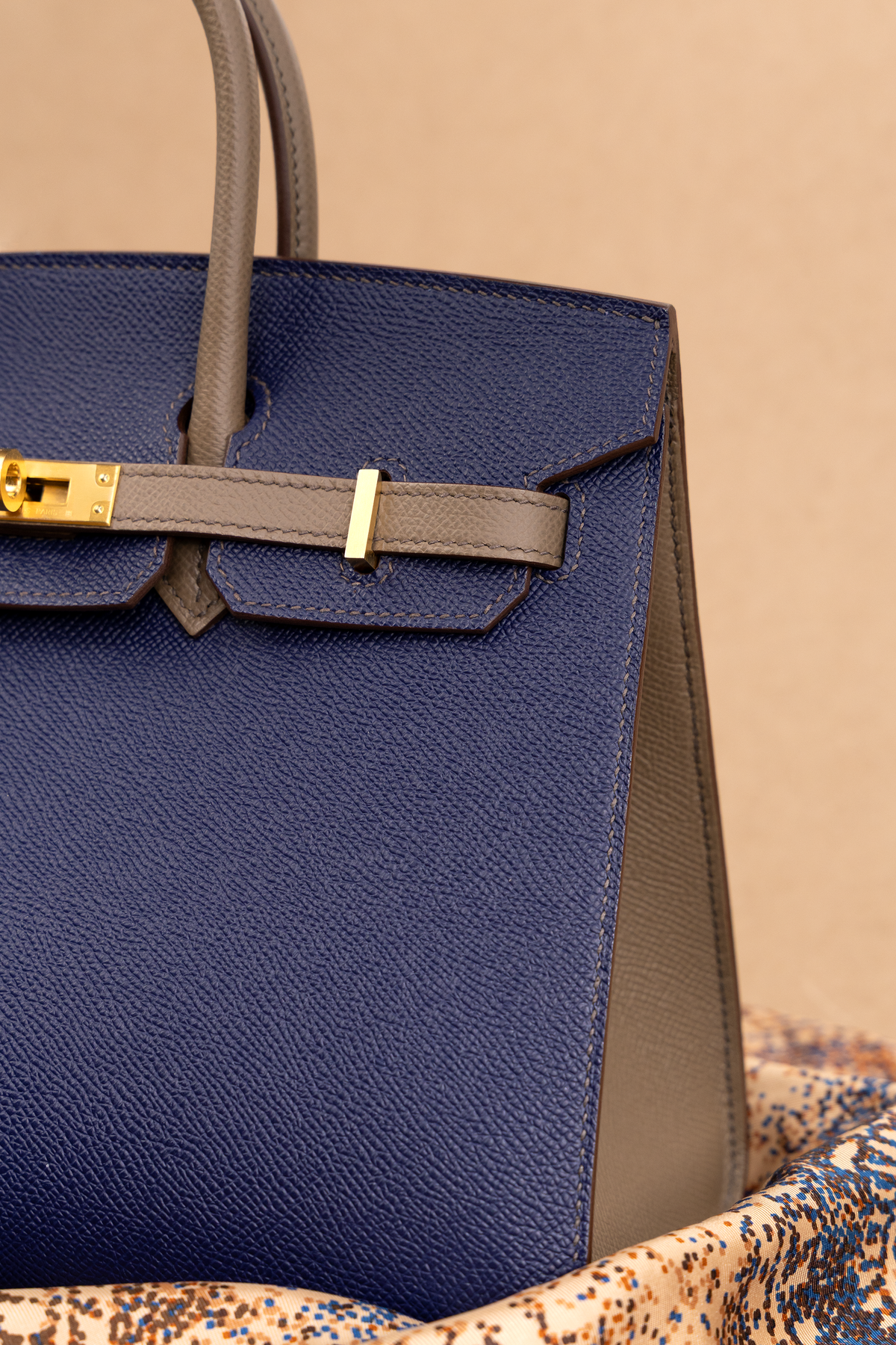 Hermès HSS Birkin 25 Epsom Sellier in Blue Indigo/Etoupe GHW