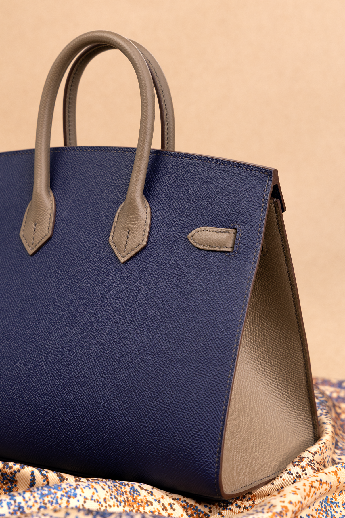 Hermès HSS Birkin 25 Epsom Sellier in Blue Indigo/Etoupe GHW