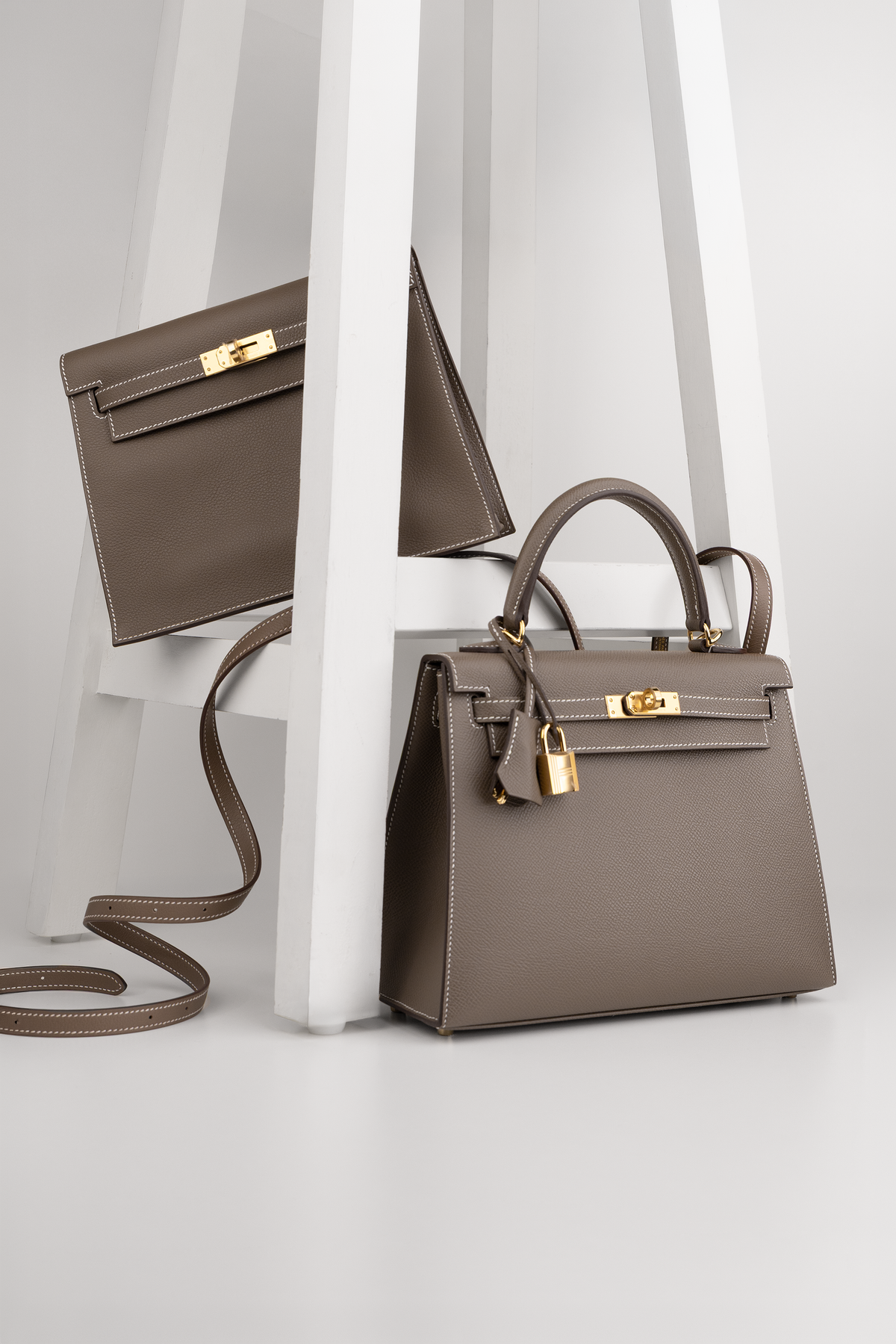 Hermès Kelly Danse & Kelly 25 in Etoupe GHW