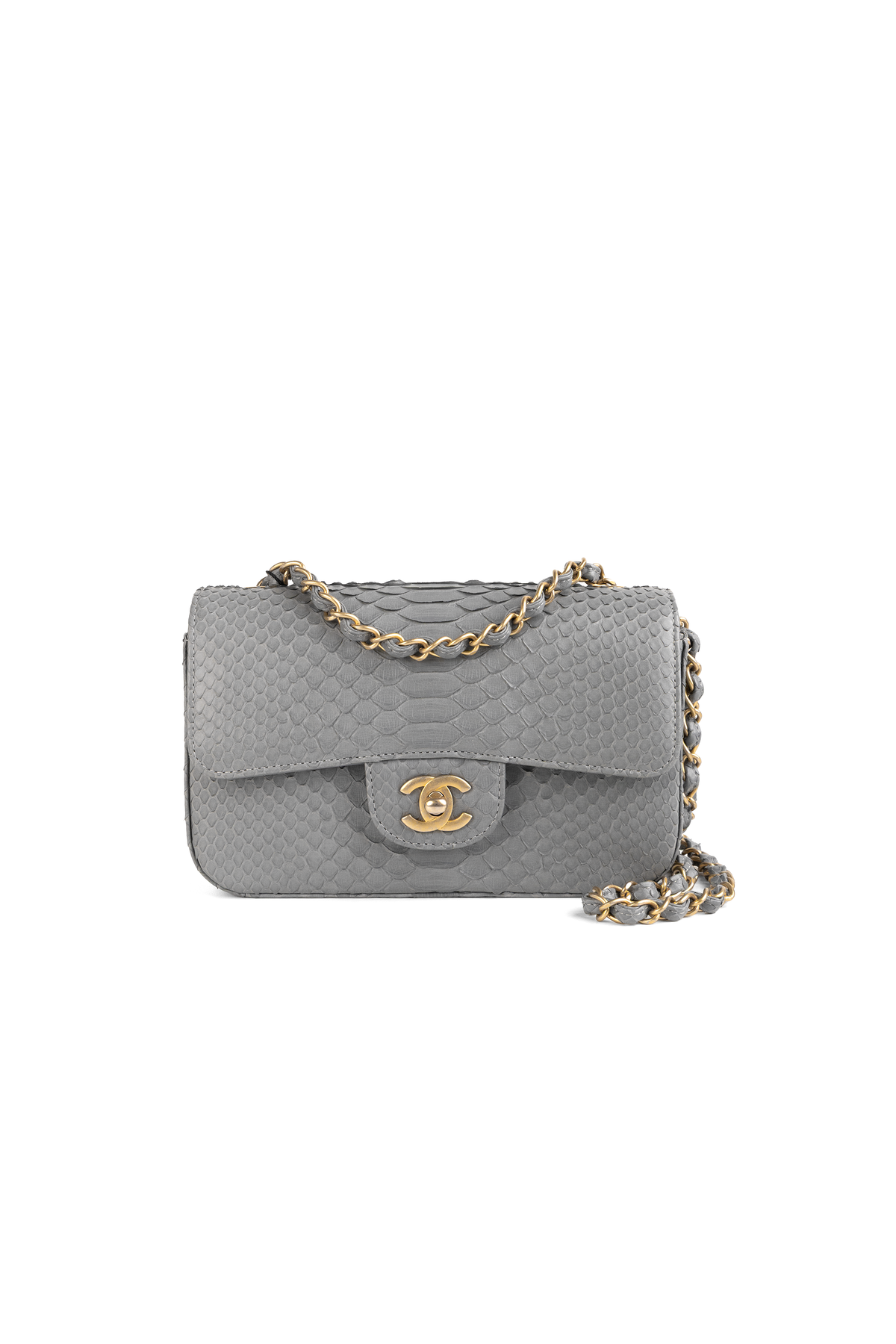 Chanel Mini Python Flap Bag in Grey