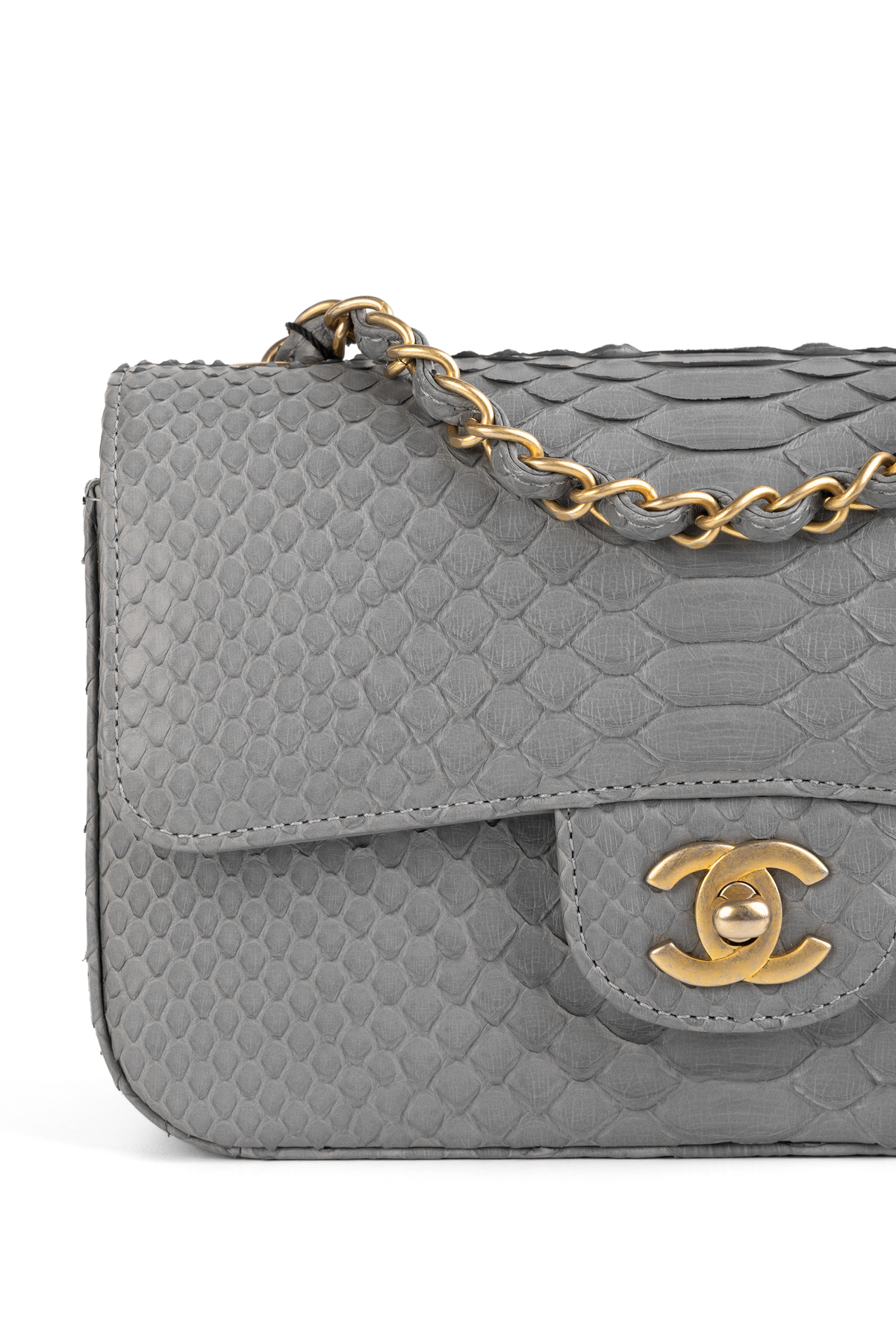 Chanel Mini Python Flap Bag in Grey