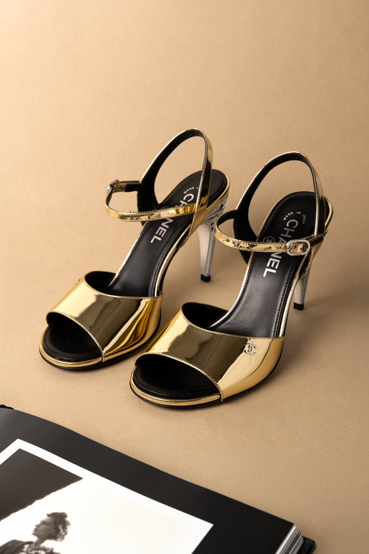 Chanel Metallic Gold Sandals