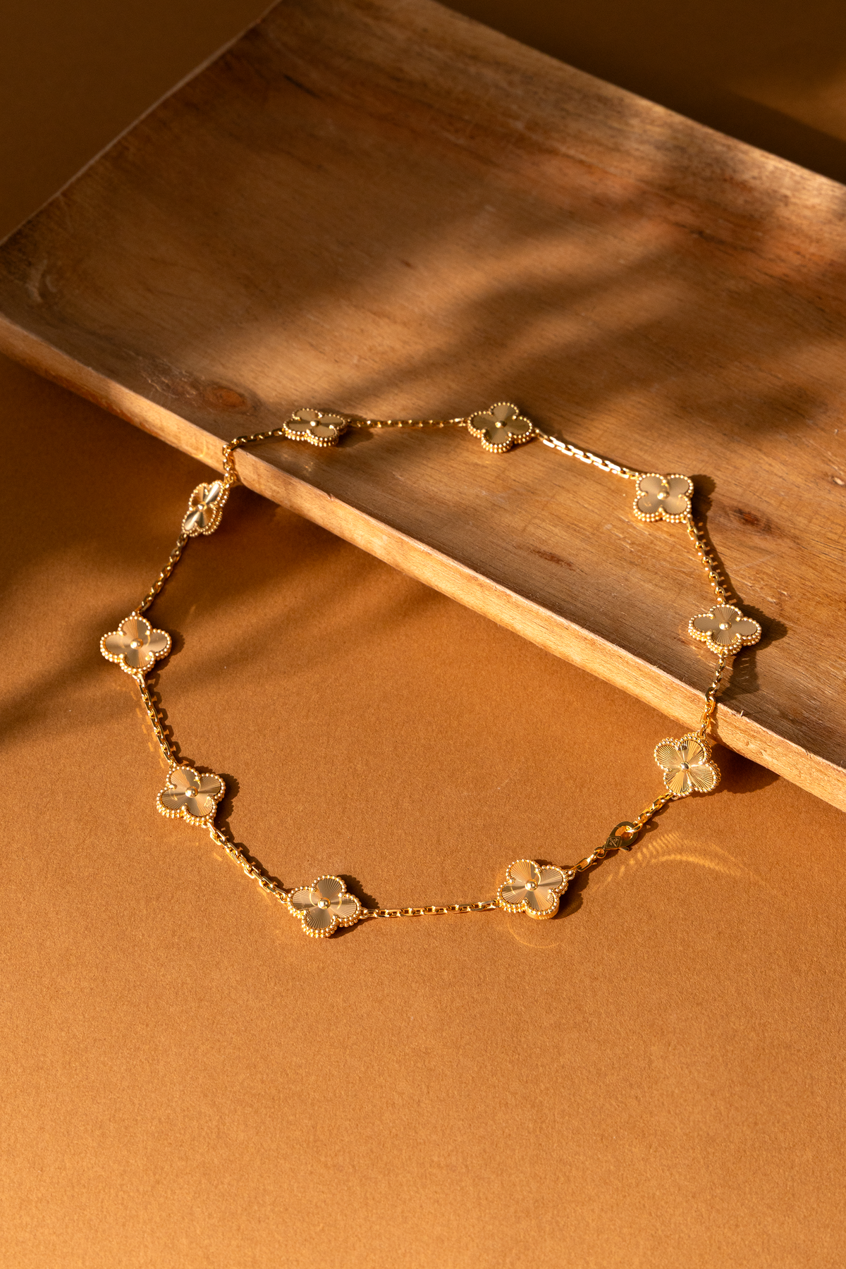 Van Cleef & Arpels 10 Motif Vintage Alhambra Necklace in Yellow Gold