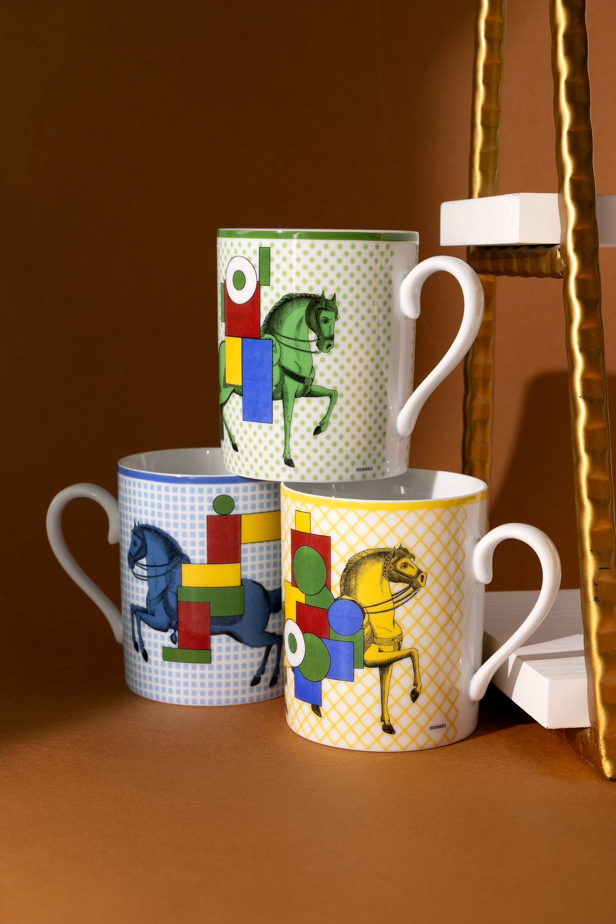 Hermès Cavalier en Formes set of 3 mugs