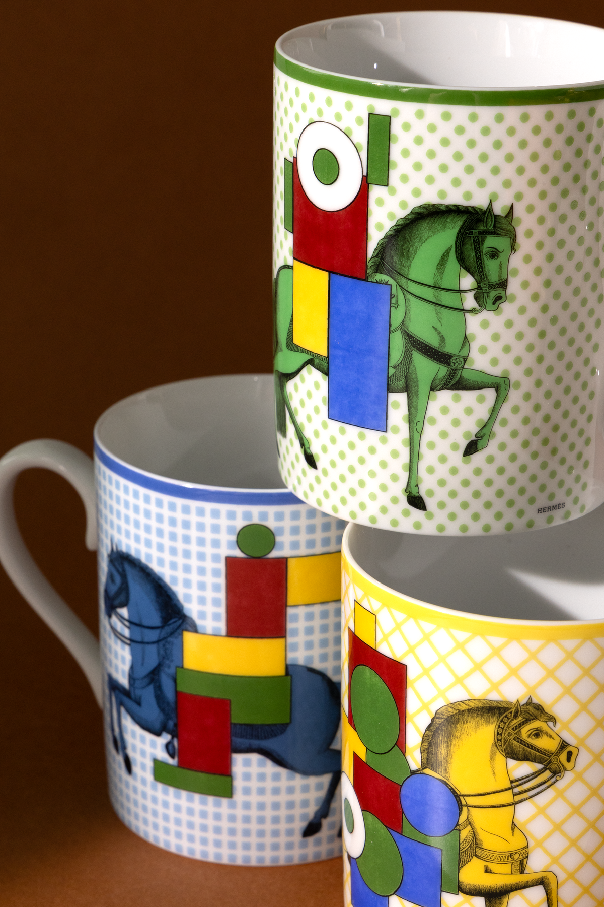 Hermès Cavalier en Formes set of 3 mugs