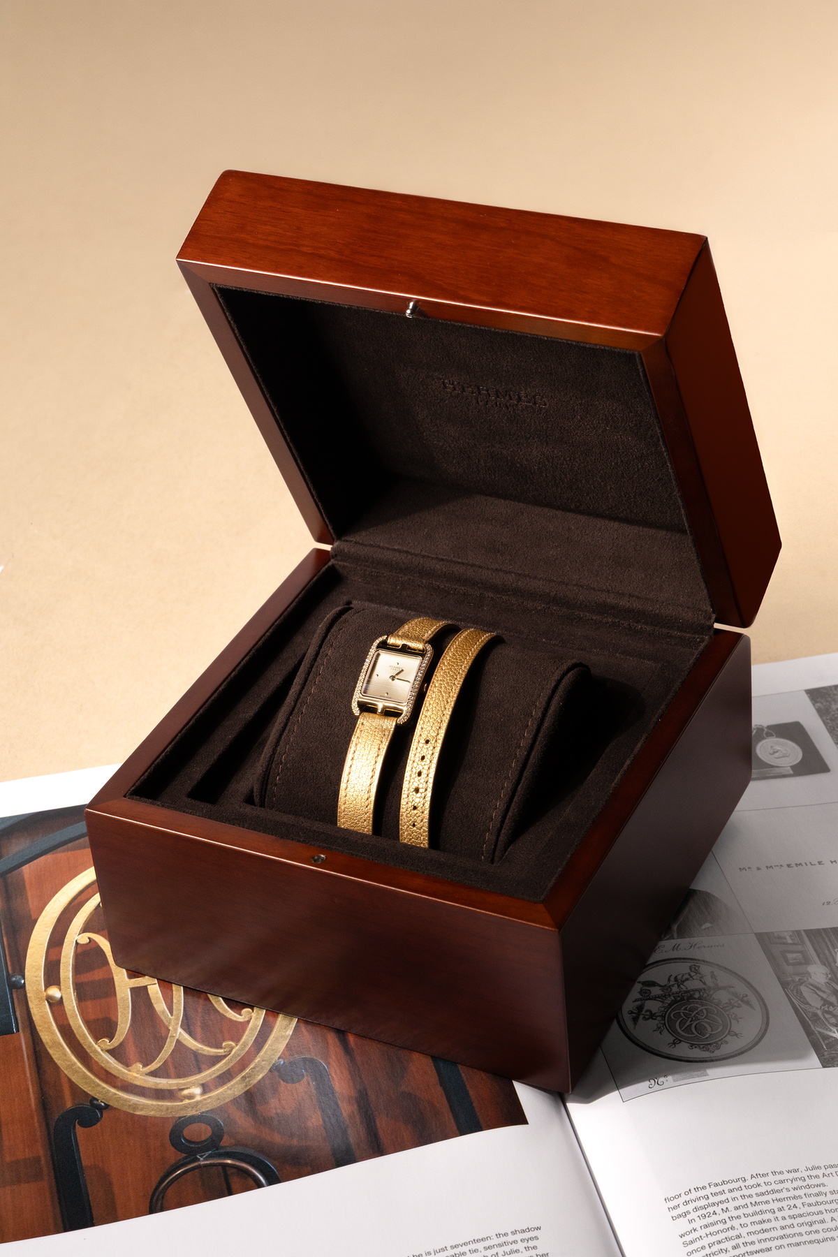 Hermès Mini Gold Cape Cod Watch with Diamonds