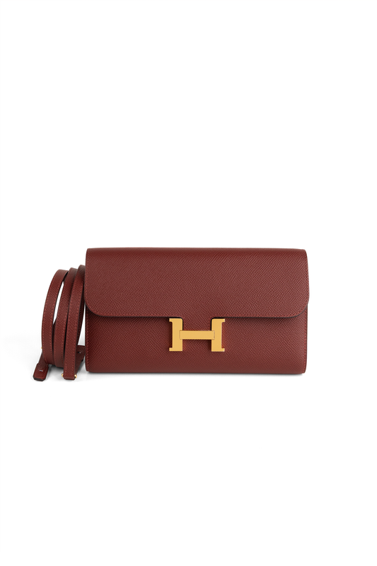 Hermès Constance To Go Wallet in Epsom Rouge H GHW
