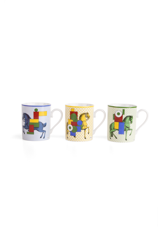 Hermès Cavalier en Formes set of 3 mugs