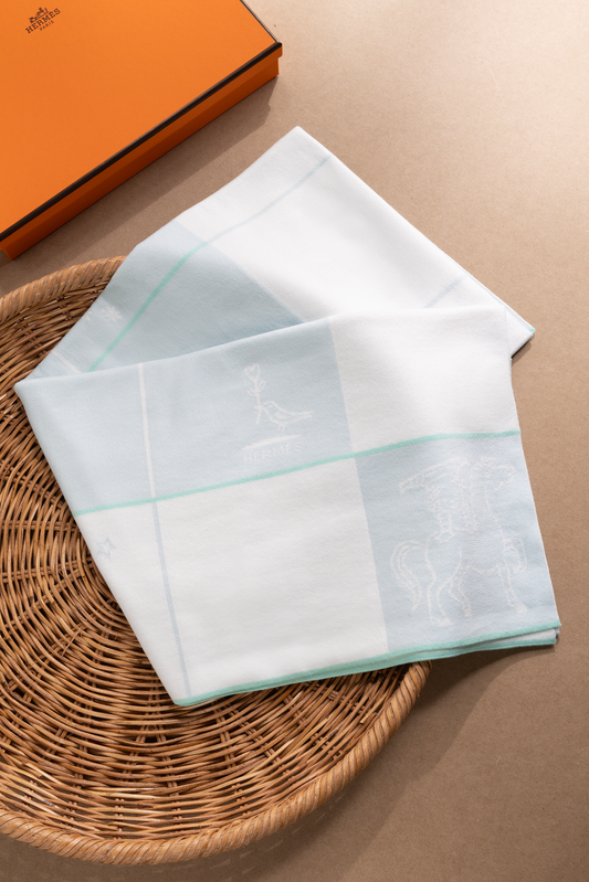 Hermès Cabriole Vert Aqua Blanket