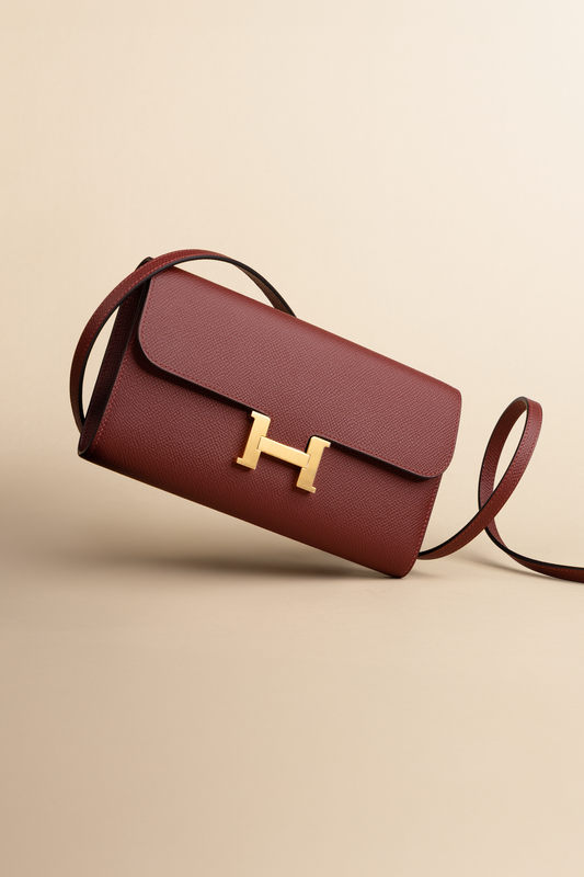 Hermès Constance To Go Wallet in Epsom Rouge H GHW
