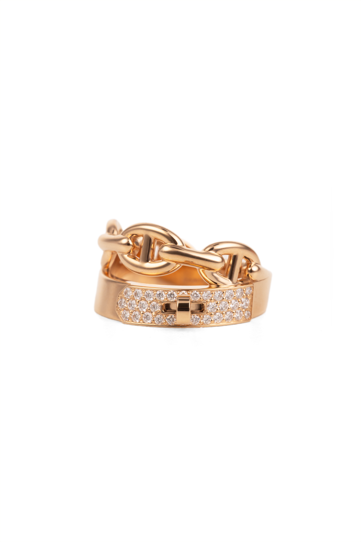 Hermès Rose Gold Diamond Kelly Ring