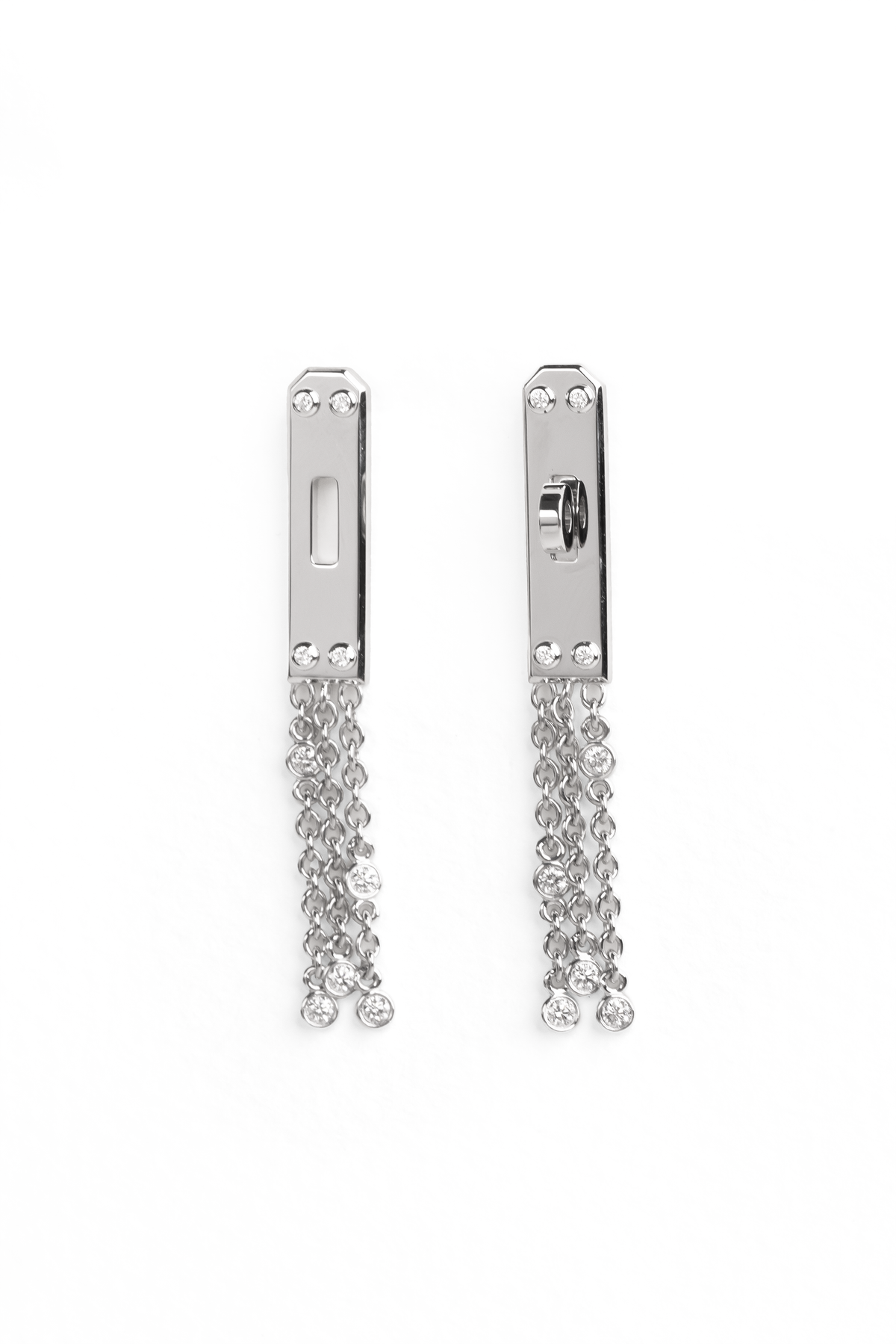Hermes White Gold Gavroche Earrings